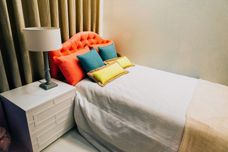 Modern colored room interior design and furniture