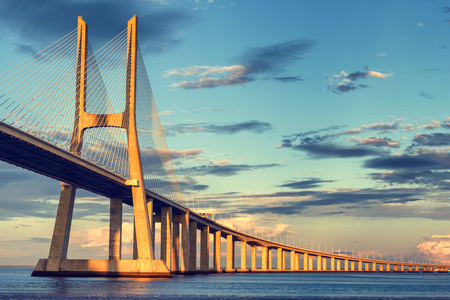 Vasco da Gama bridge in Lisbon, Portugalの写真素材