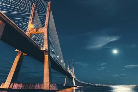 Vasco da Gama bridge in Lisbon, Portugalの写真素材