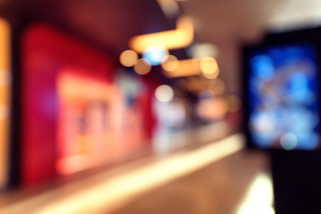 Blurred inside shopping center building with bokeh light background interior and mall backgroundの写真素材