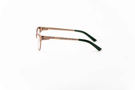 Modern eye glasses with shadows isolated on whiteの写真素材