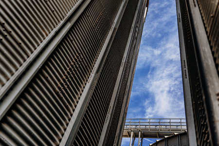 Agriculture background Modern silos for storing cornd and grain harvestの写真素材