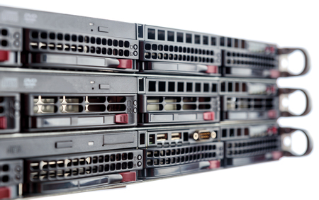 Server detail shot isolated white backgroundの写真素材