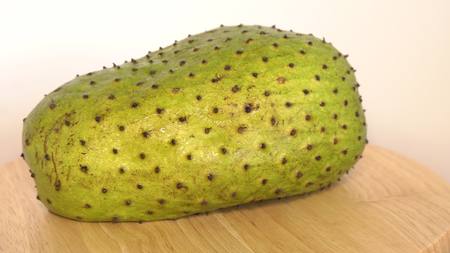 Soursop, Custard Apple, Annona muricata L on wooden boardの写真素材