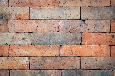 Background of red brick wall texture. Close upの写真素材