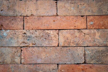Background of red brick wall textureの写真素材