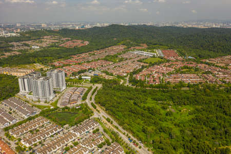 Aerial View of Puchong city landscape, Malaysiaの写真素材