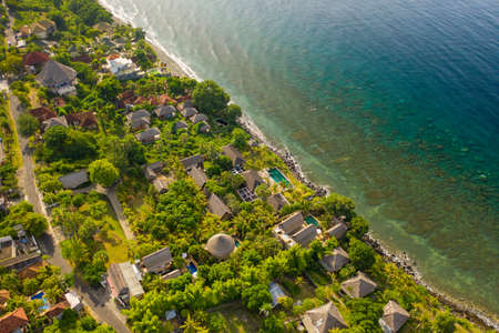 Amed bay, Bali, Indonesia. Aerial view Scenic natureの写真素材