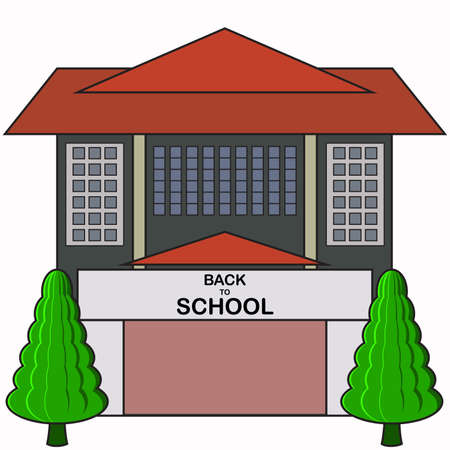 school building illustrator vector graphics on white backgroundのイラスト素材