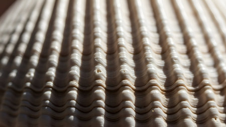 Extreme close-up of a seashell's ribbed surface, showcasing intricate patterns and contrasting light and shadow, evoking a sense of natural artistry.の素材