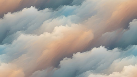 A beautiful abstract painting of a cloudscape, rendered in soft pastel colors. The image features a textured, impressionistic style with a focus on light and shadow.の素材