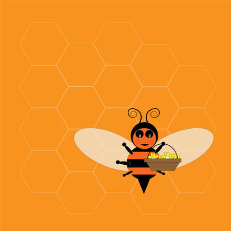 bee bring many flower in the basketのイラスト素材