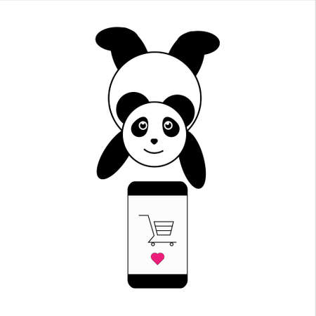 panda jump to get the phoneのイラスト素材