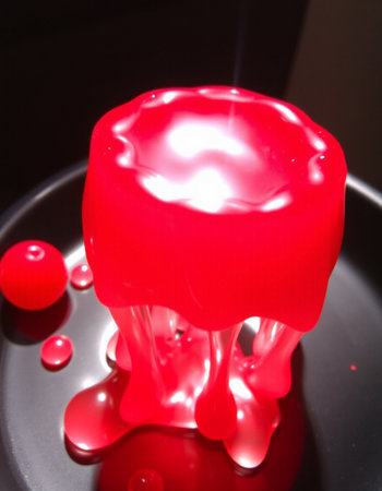 Candle in the form of a drop of blood. Red colorの写真素材