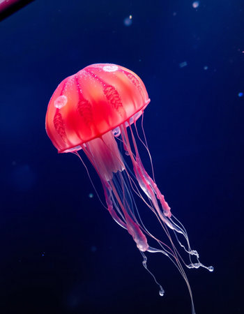 Jellyfish swimming in the water. Jellyfish is a marine species of the genus Phyllorhiza.の写真素材