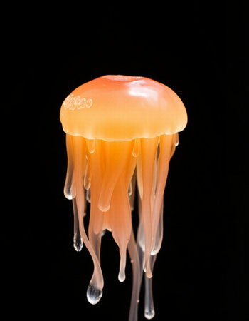Jellyfish in water on a black background. Studio shot.の写真素材