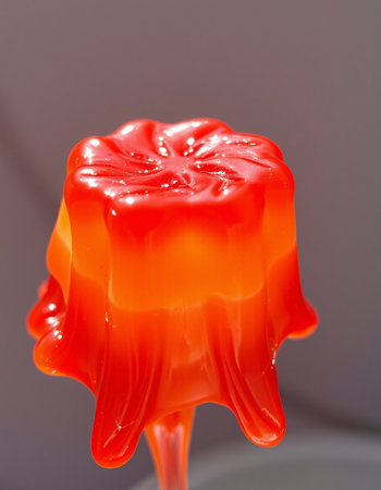Close up of a red jelly candies on a white background.の写真素材
