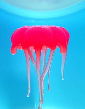 Jellyfish on a blue background. 3d render image.の写真素材