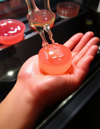 Close-up of the hands of a laboratory assistant working in a laboratory
