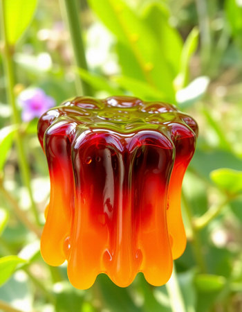 Colorful jelly in the garden. Selective focus and shallow depth of field.の写真素材