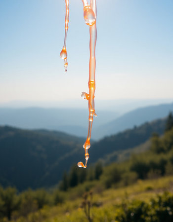 Icicles hanging down from a mountain in the Carpathiansの写真素材