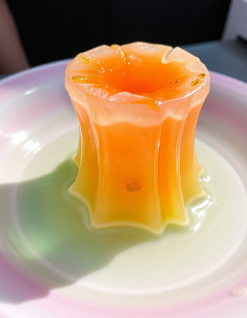 Jelly pudding in a white plate on the table, Thailand.の写真素材