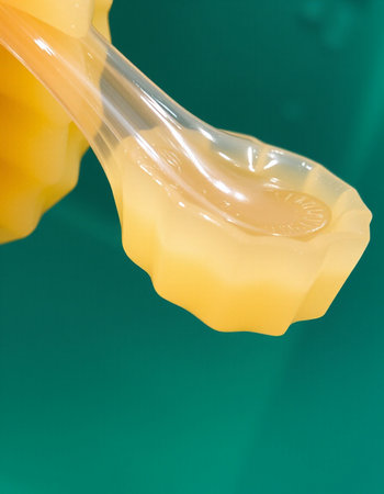 Dental crowns on a green background. Close-up.の写真素材