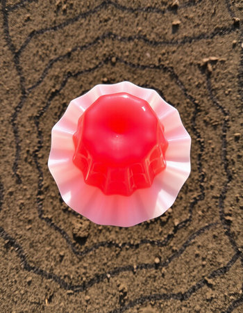 Red jelly on the ground, top view. 3d illustration.の写真素材