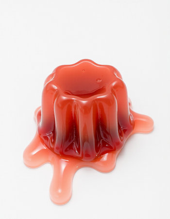 Red jelly isolated on white background. Clipping path included for easy editing.の写真素材