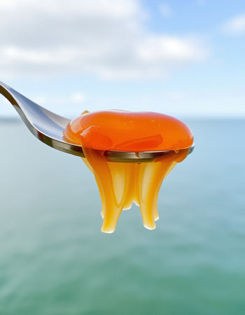 Close up of spoon with honey.の写真素材