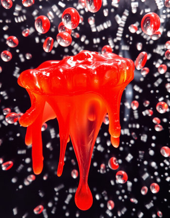 Red slime on a black background. 3d rendering
