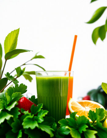 Green smoothie with fresh fruits and vegetables. Detox diet.の写真素材