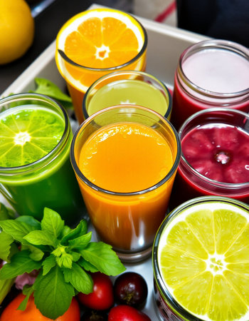 Healthy smoothies with fresh fruits and vegetables. Detox dietの写真素材