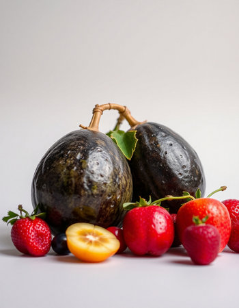 Fruits on a white background. Healthy food concept. Studio shot.の写真素材