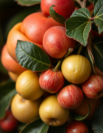 Jujube fruits on the tree, close-up, macroの写真素材