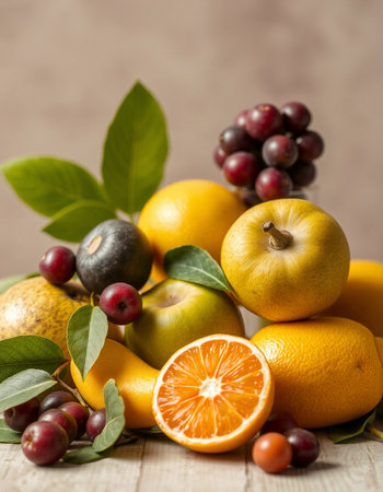 Variety of fruits including lemons, grapefruits and oranges.の写真素材