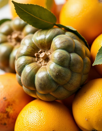 Citrus fruits background, close up, selective focus, verticalの写真素材