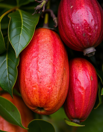 Cacao fruit on the tree in the garden, Thailand.の写真素材