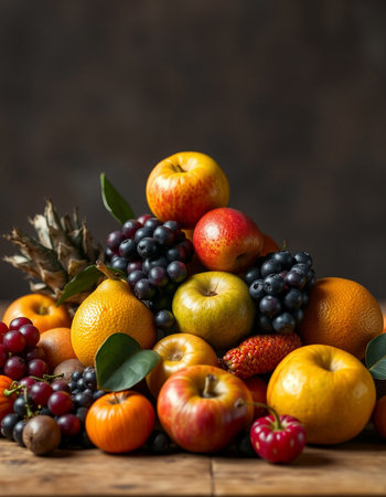 Fruits on a wooden table. Selective focus. nature.の写真素材