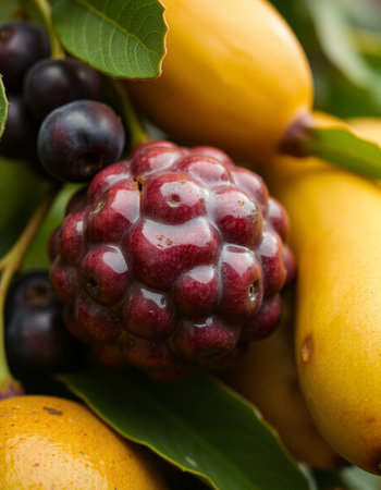 Fruits of tropical forest, close-up shot, selective focusの写真素材