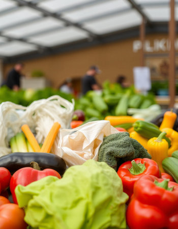 Vegetables in a market, closeup of photo with shallow depth of field
