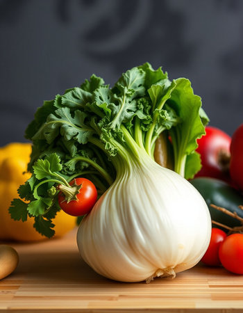 Fresh vegetables on a wooden table. Healthy food. Selective focus.の写真素材