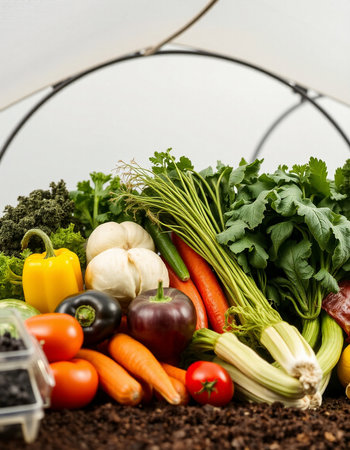 Organic Vegetables and Fruits as a Healthy Lifestyle Conceptの写真素材