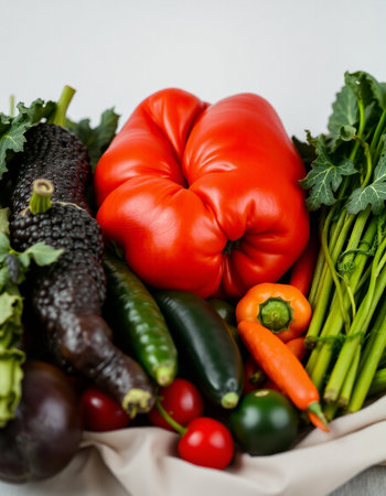 Fresh vegetables in a basket on a white background. Selective focus.の写真素材