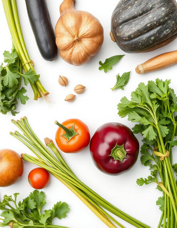 collection of various vegetables on white background. each one is shot separatelyの写真素材