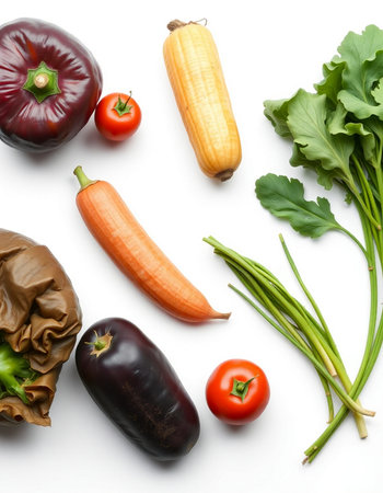 collection of various fresh vegetables on white background. each one is shot separatelyの写真素材