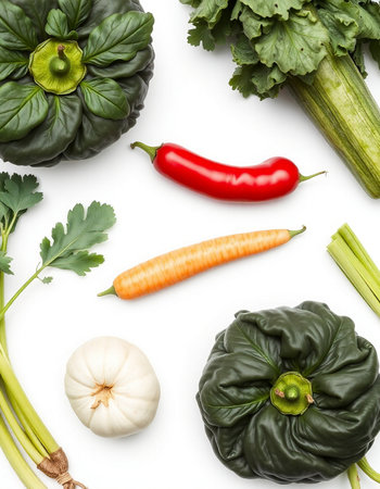 collection of various vegetables on white background. each one is shot separatelyの写真素材