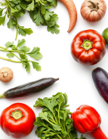 vegetables isolated on white background with copy space for your textの写真素材