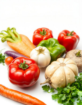 vegetables isolated on white background with copy space for your text