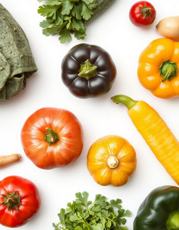 Vegetables on white background, top view. Healthy food conceptの写真素材